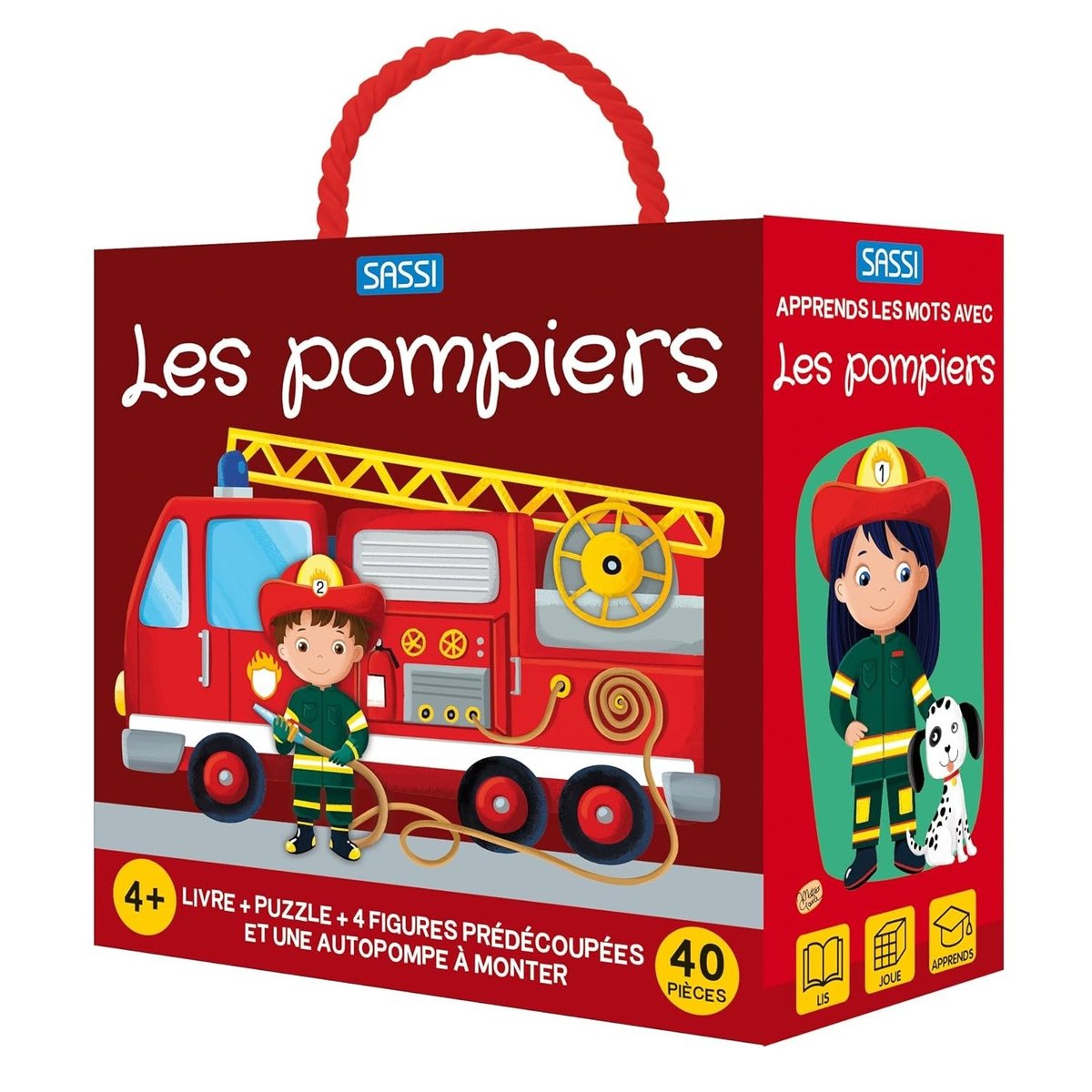 Livre et puzzle Les pompiers rouge, SASSI JUNIOR