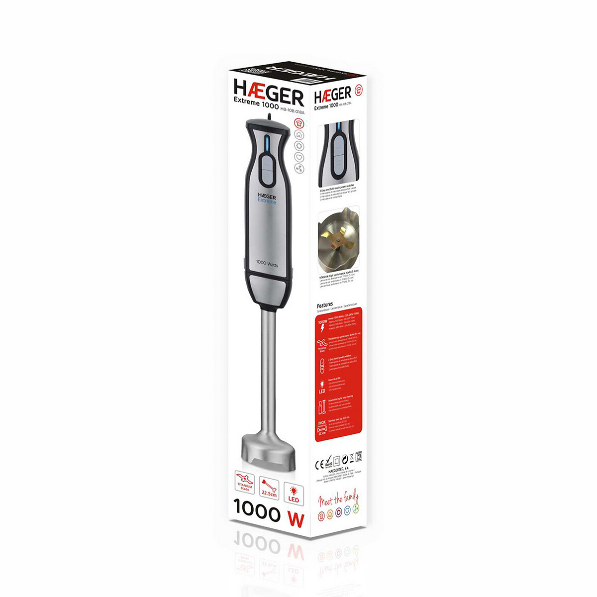 Varinha mágica HAEGER EXTREME, 1000W, da HAEGER preto/inox, HAEGER