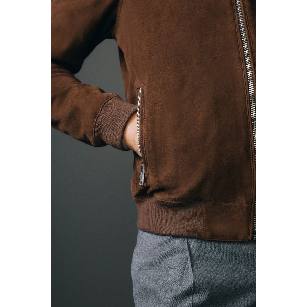 Blouson en daim marron, NEXT