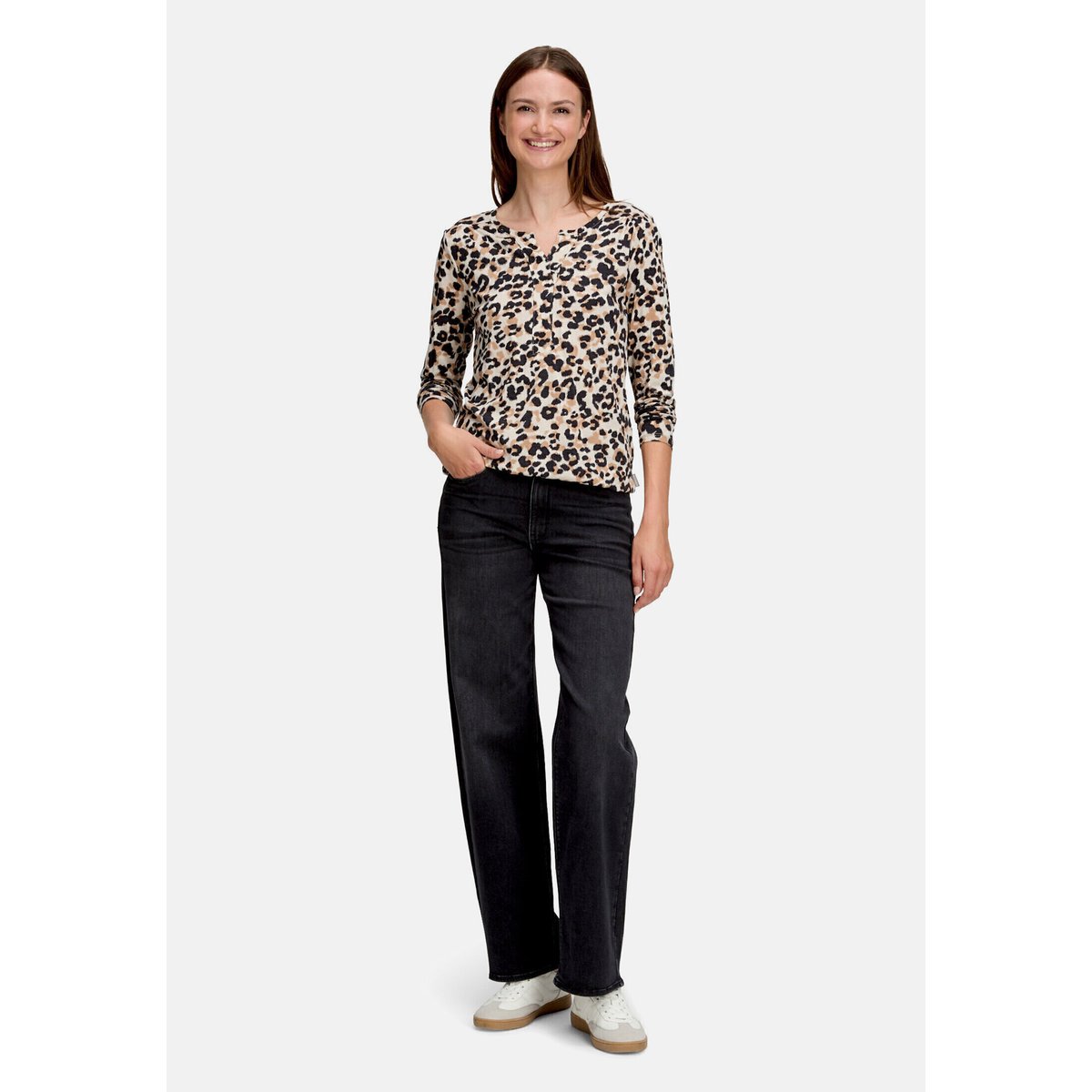 Haut casual à élastique beige/noir, BETTY & CO