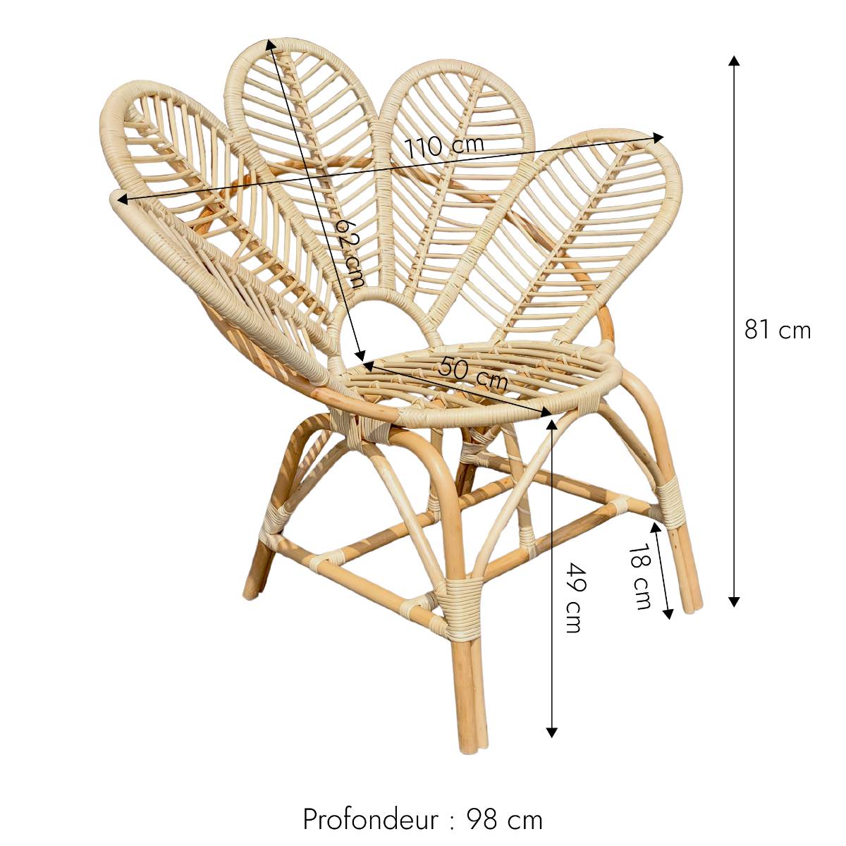 Fauteuil en rotin RATTAN bois clair, MADE IN MEUBLES