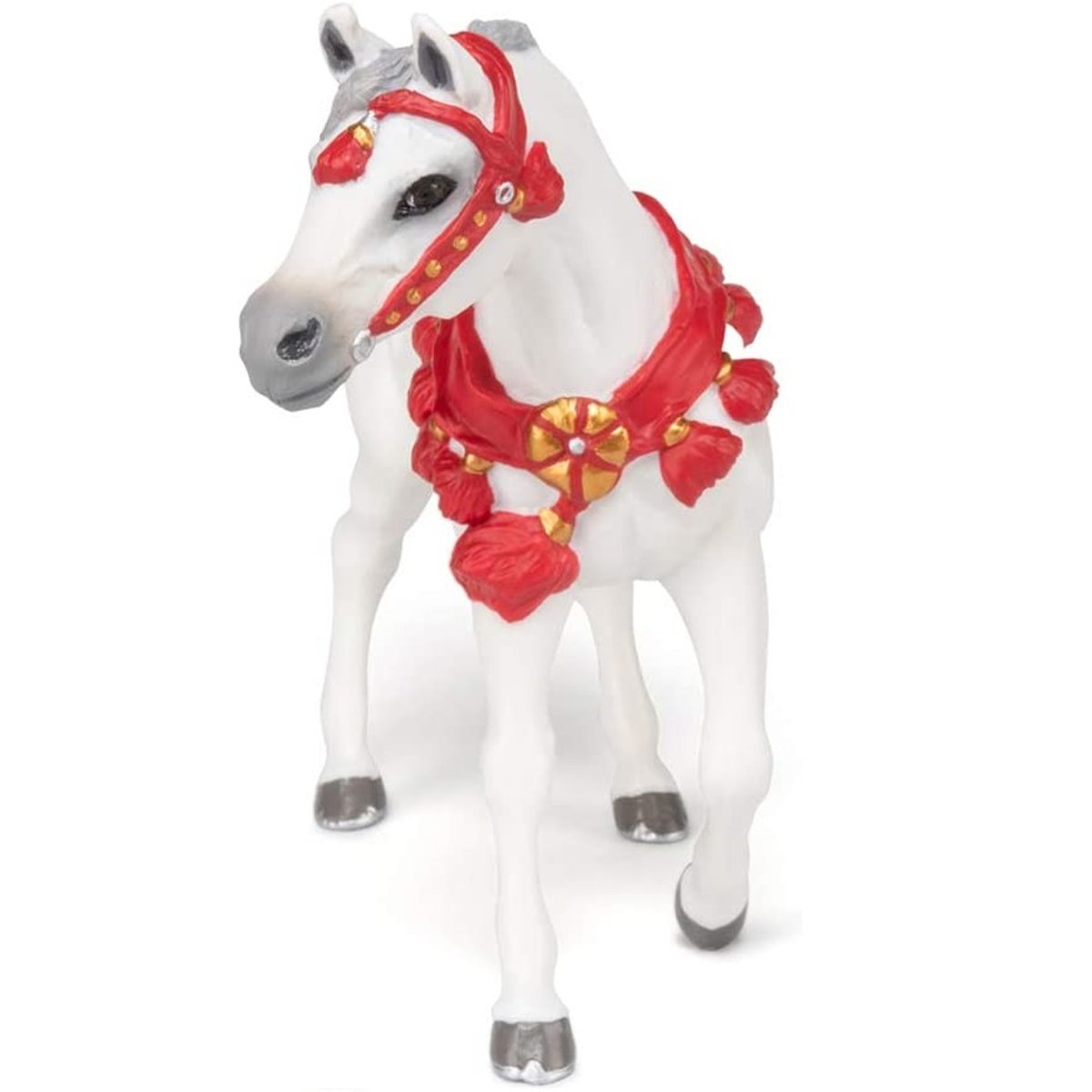 Figurine Cheval arabe Blanc en tenue de parade blanc, PAPO