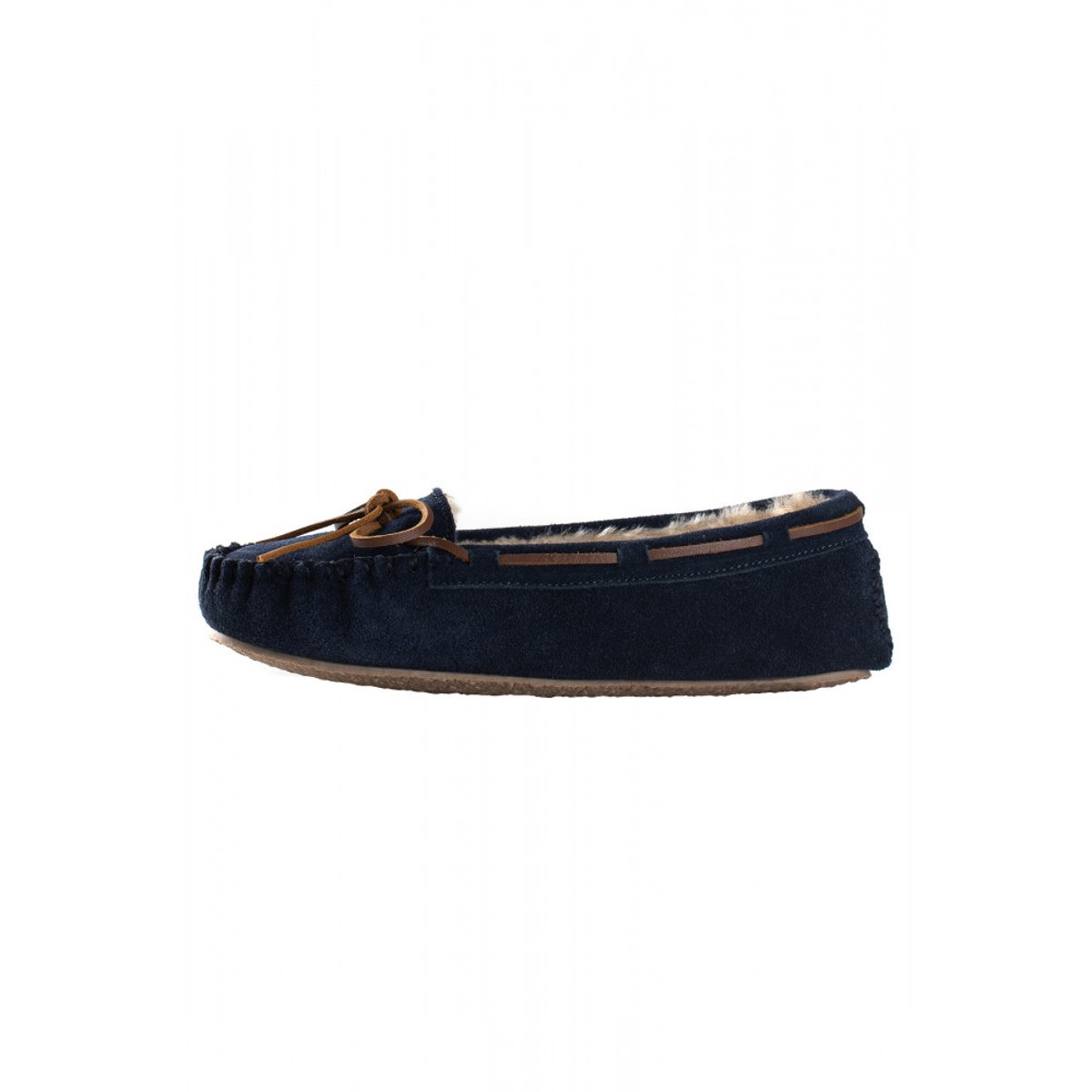 Mocassins en daim fourrés en laine CALLY bleu marine, MINNETONKA