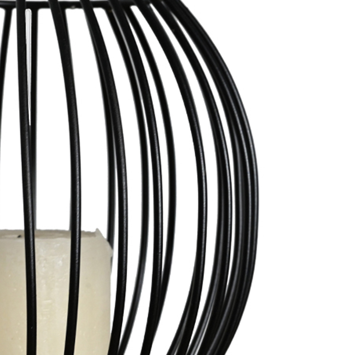 Photophore métal rond 18x17 cm KEMI BLACK couleur unique, SENSEI MAISON