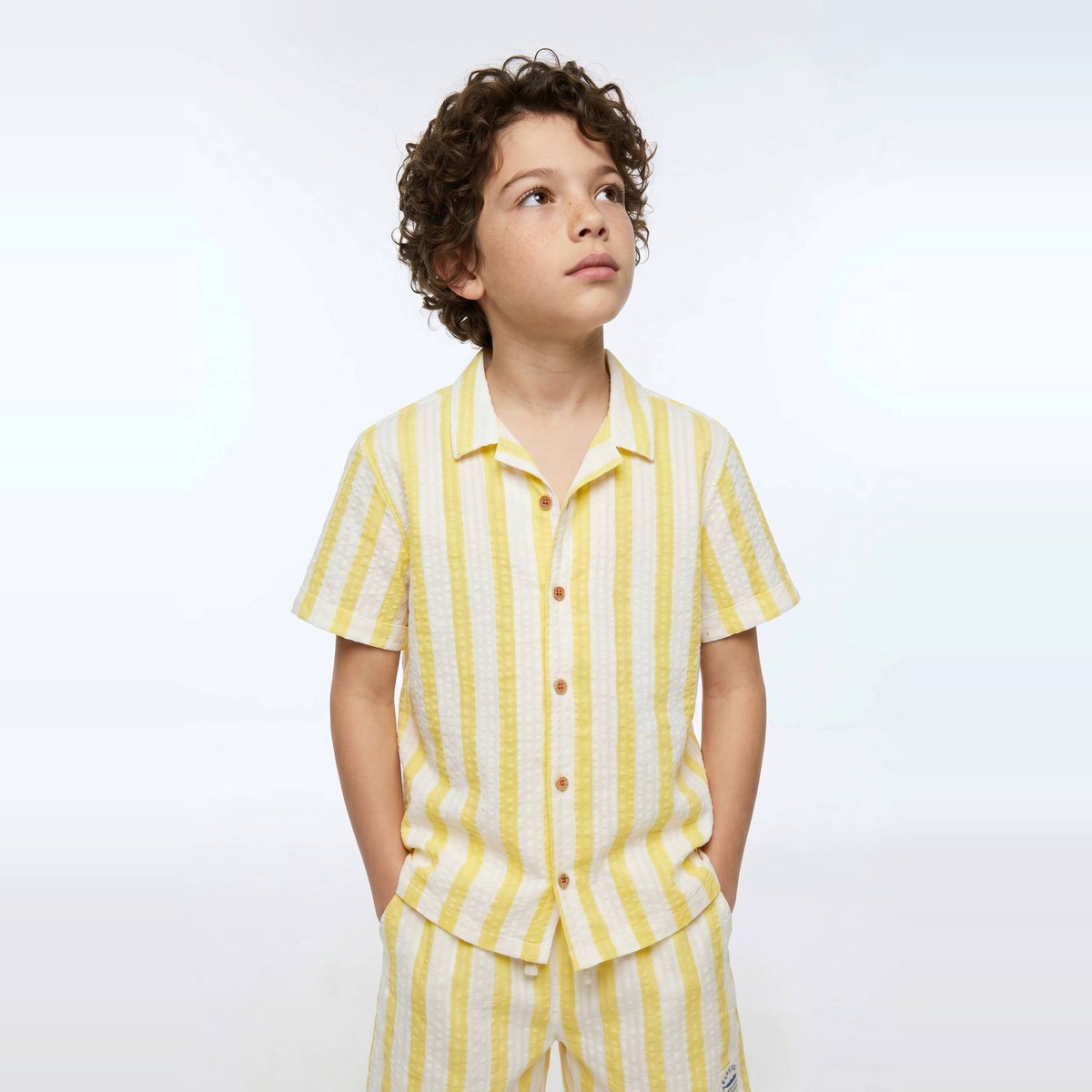 Chemise manches courtes imprimée en seersucker en coton tweety, MONOPRIX