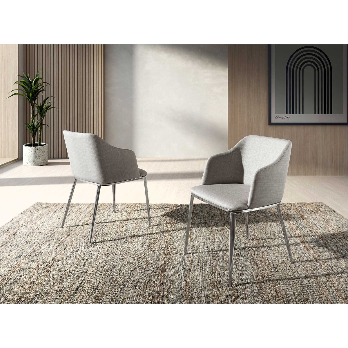 Chaise en tissu gris gris | acier, ANGEL CERDA