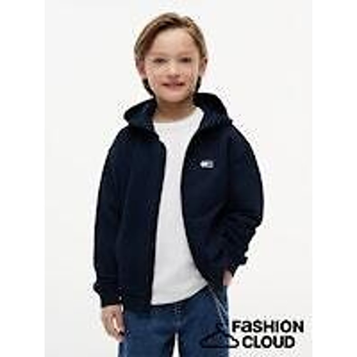 Sweat zippé à capuche bleu marine, TOMMY HILFIGER