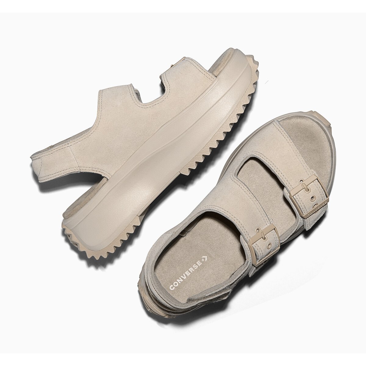 Sandales en cuir talon compensé beige, CONVERSE
