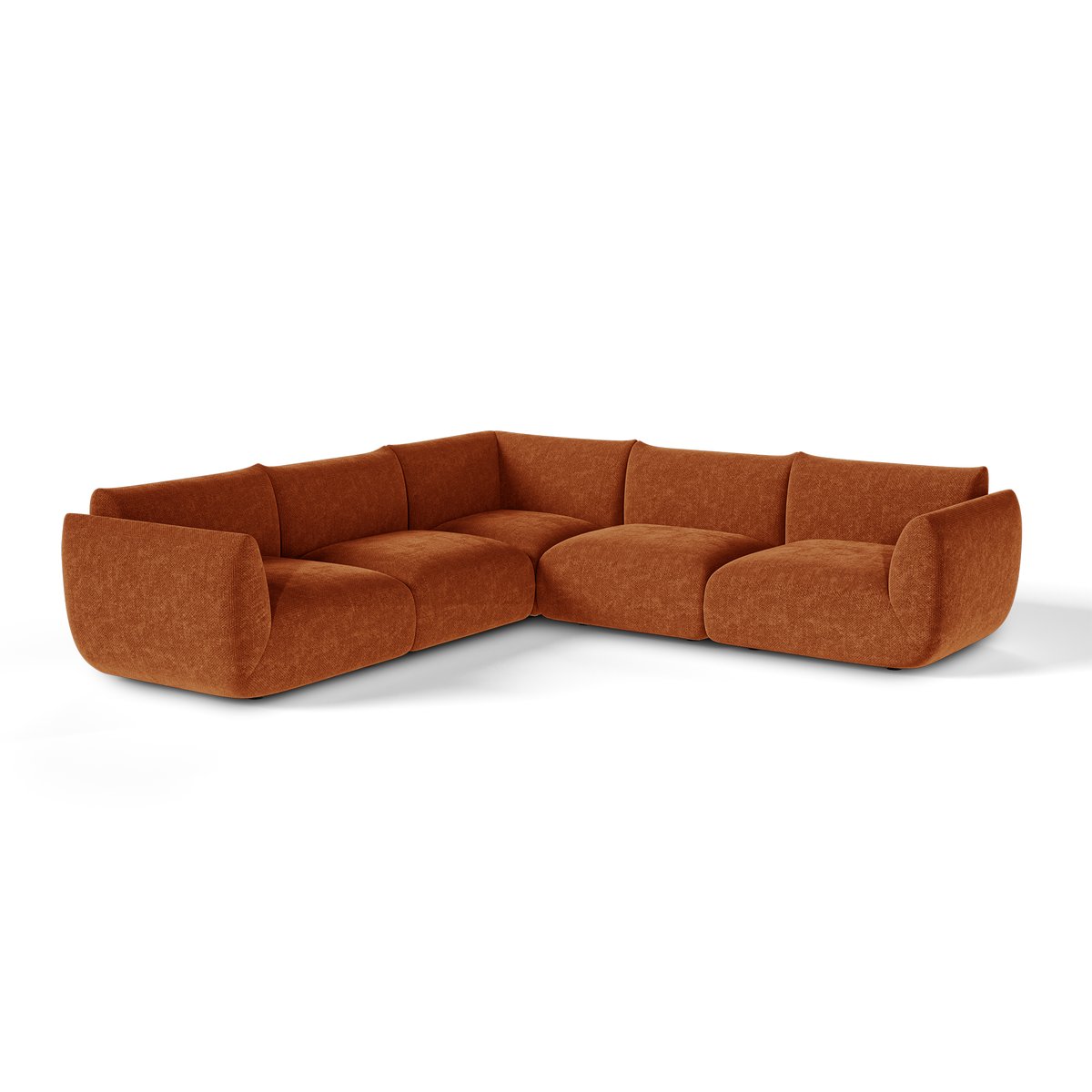 Canapé d'angle panoramique modulable 7 places en velours chenillé NOOMA terracotta, SIA HOME