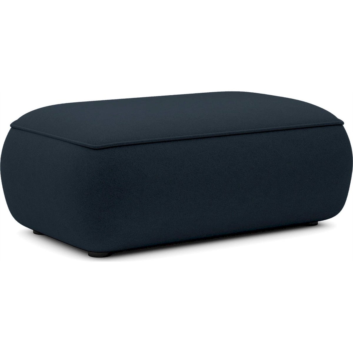 Pouf rectangulaire arrondi en velours OVO bleu pétrole, RECOLLECTION