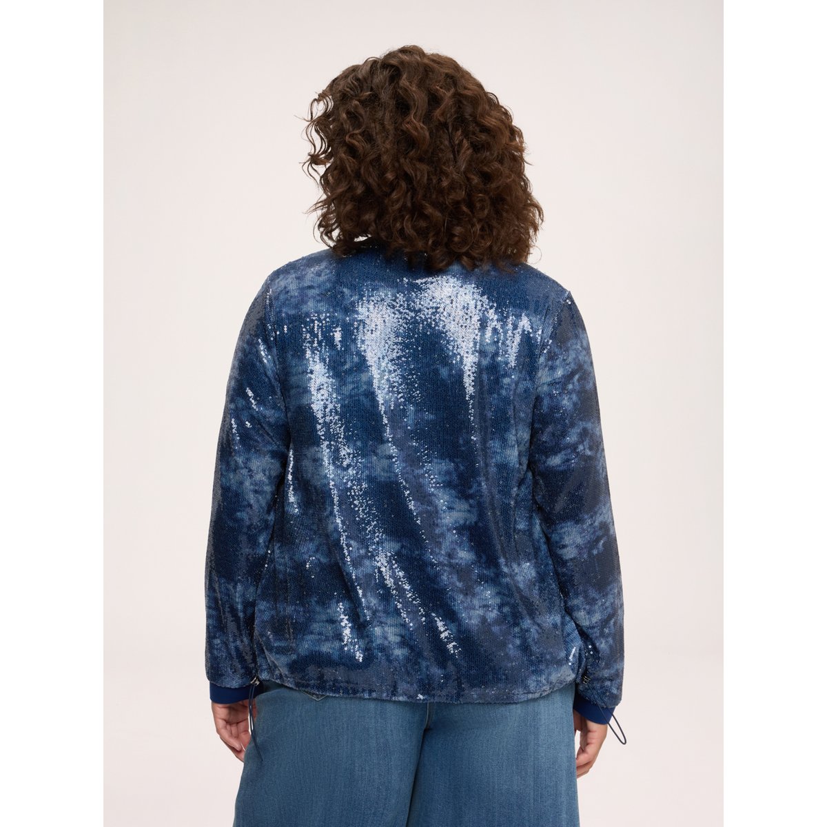 Sweat ouvert avec paillettes bleu, FIORELLA RUBINO