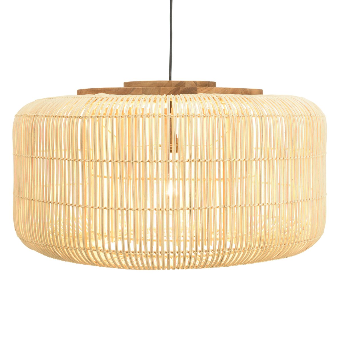 Suspension en rotin ronde 76cm FOLELLI ecru, PIER IMPORT