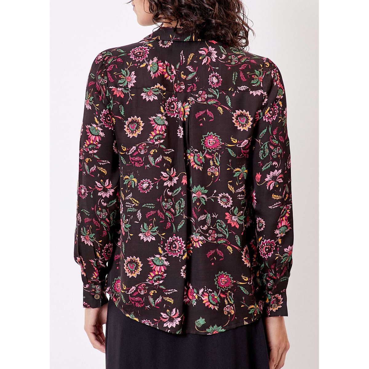 Chemise droite satinée REY noir nokomi, LA FIANCÉE