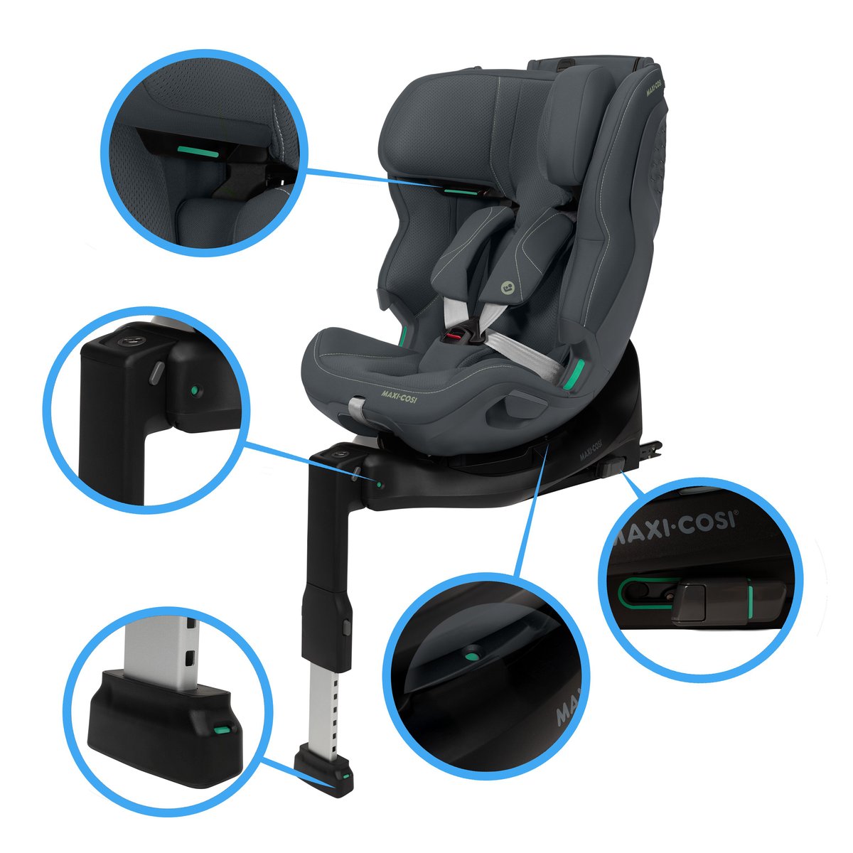 Maxi-Cosi Siège auto évolutif et rotatif Emerald 360 Plus authentic graphite, MAXI COSI