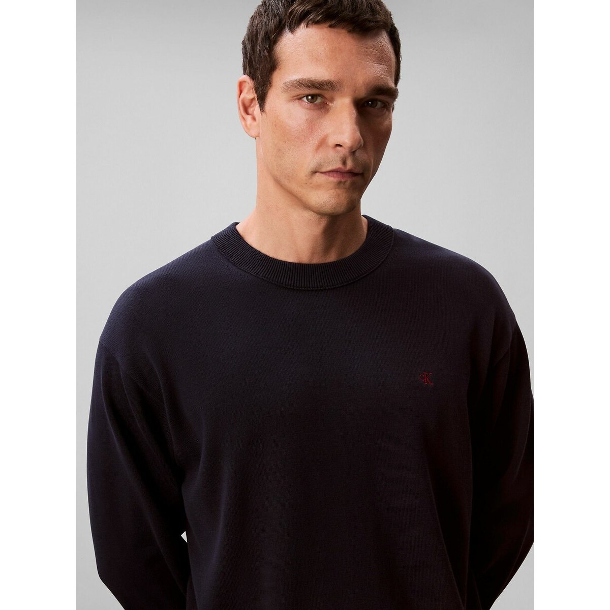 Pull col rond bleu marine, CALVIN KLEIN