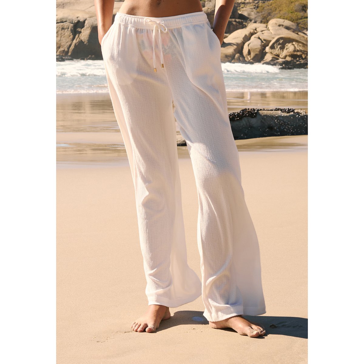 Pantalon fluide élastiqué KRIS B blanc, ETAM