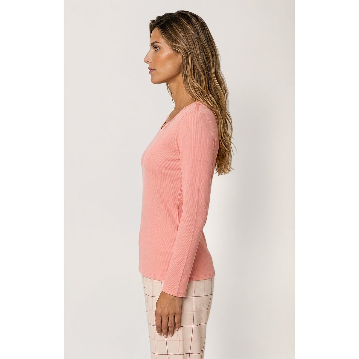Tee-shirt manches longues en jersey de coton et modal couleur unie Coralie corail, ARTHUR