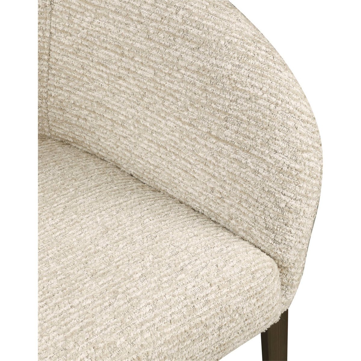 Chaise de salle à manger enveloppante beige naturel linéaire et piètement bronze, RECOLLECTION
