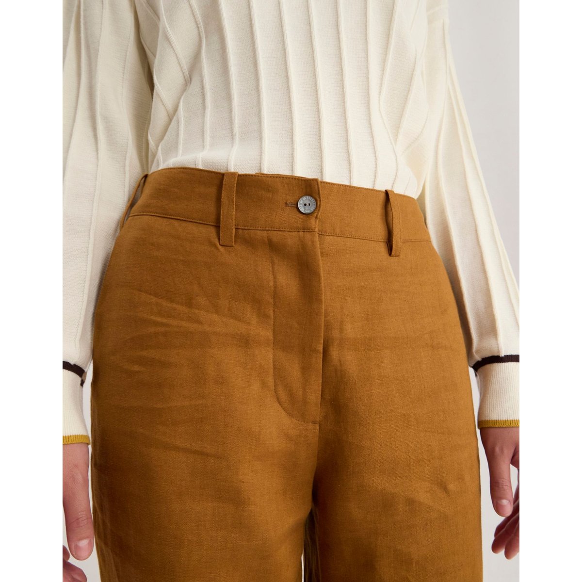 Pantalon Thelma en coton marron, INES DE LA FRESSANGE PARIS