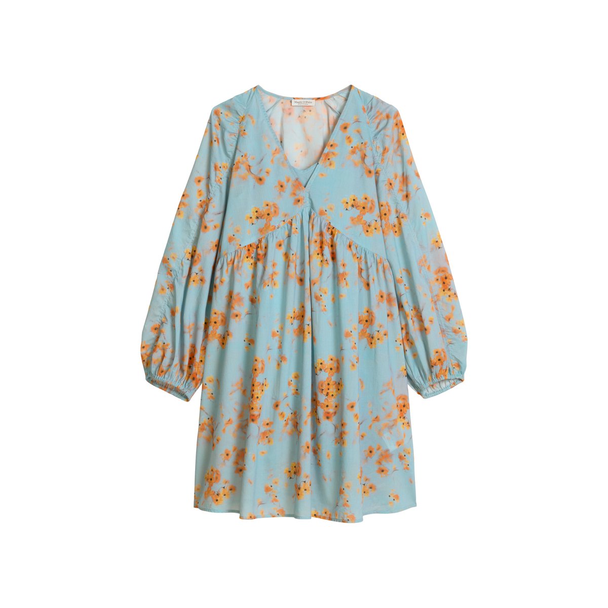 Robe d'été courte loose en voile de coton imprimé bleu moyen, MARC O'POLO