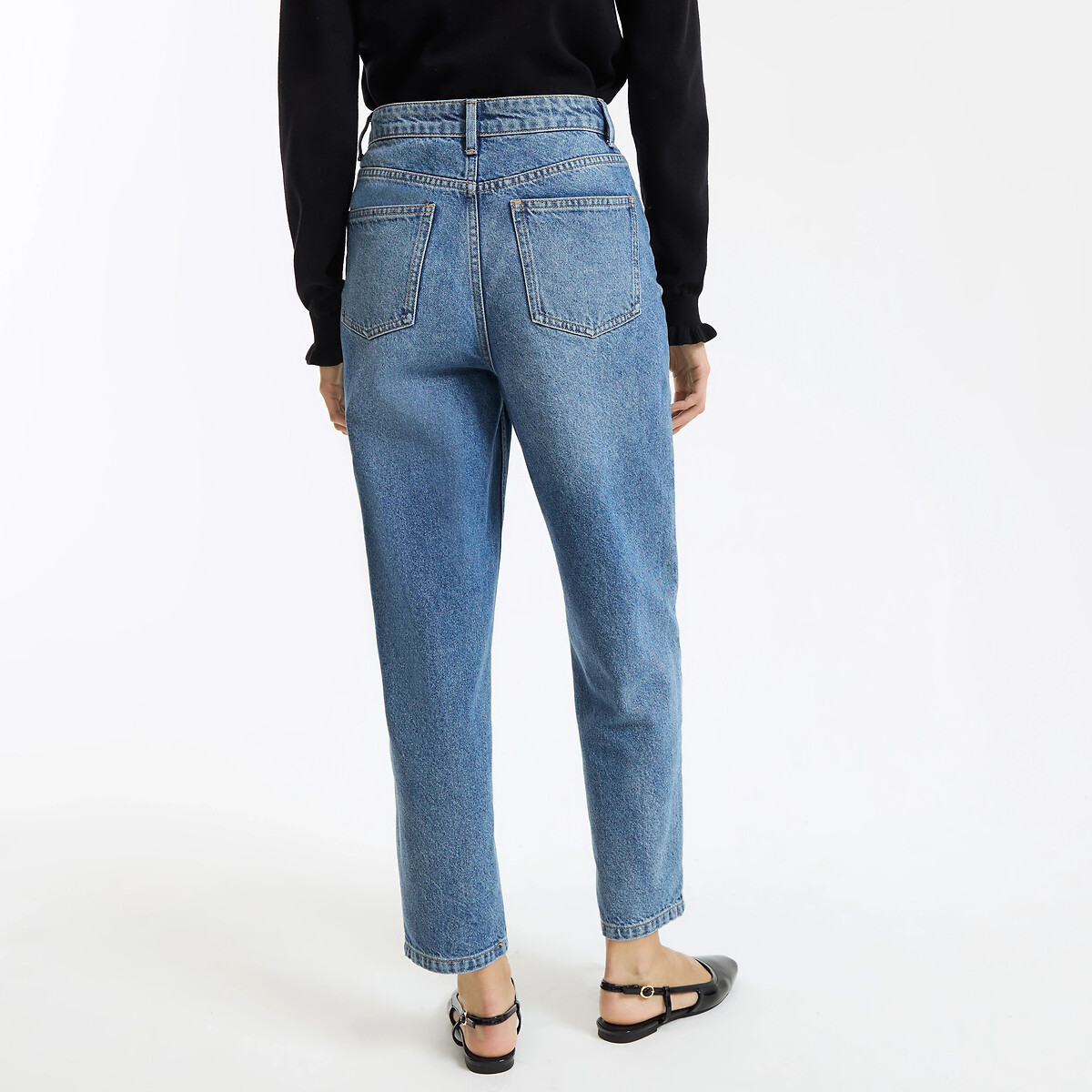 Jean mom en coton bio, Signature PAULINE bleu stone, LA REDOUTE COLLECTIONS