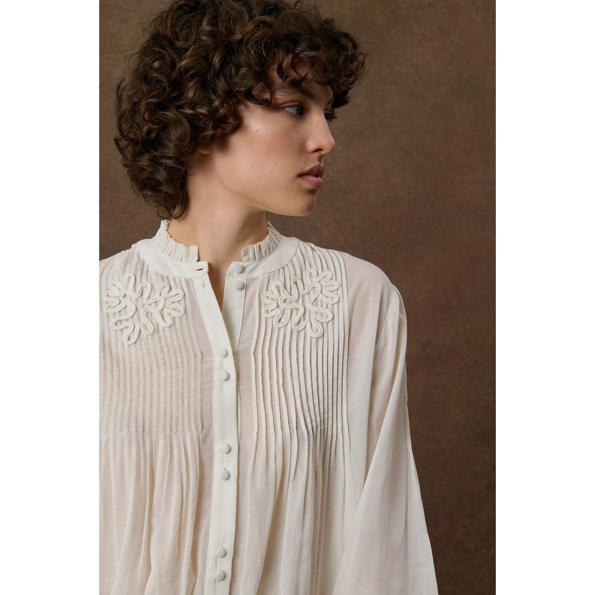 Blouse col rond manches longues brodée, ALICIA blanc, LOUISE MISHA