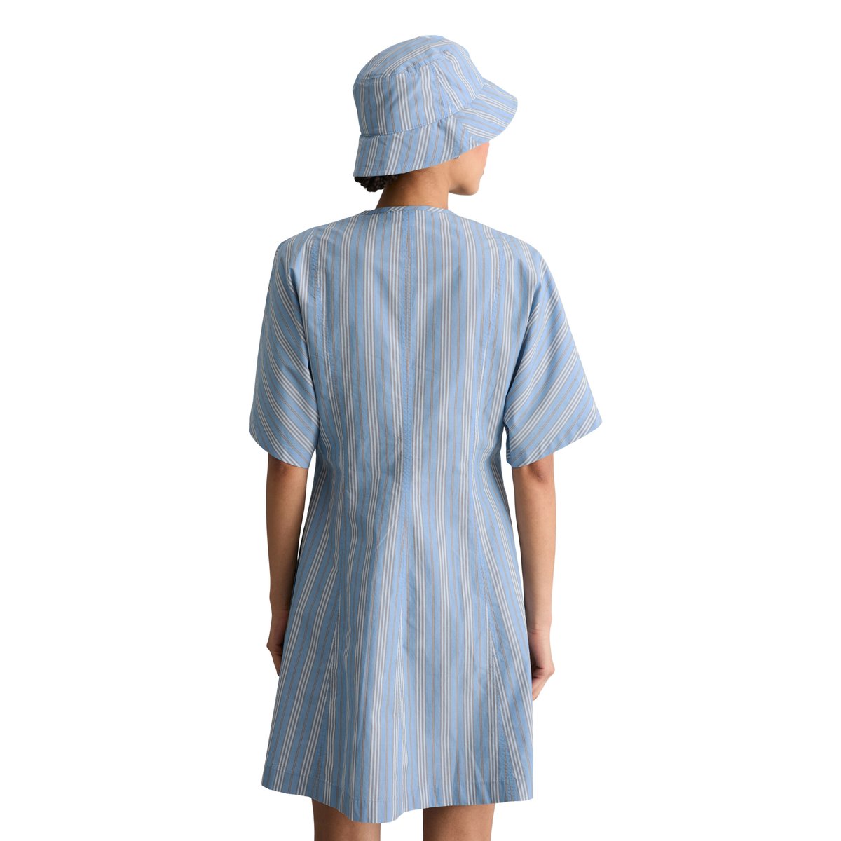 Robe rayée flared en popeline Papertouch bleu, MARC O’POLO DENIM
