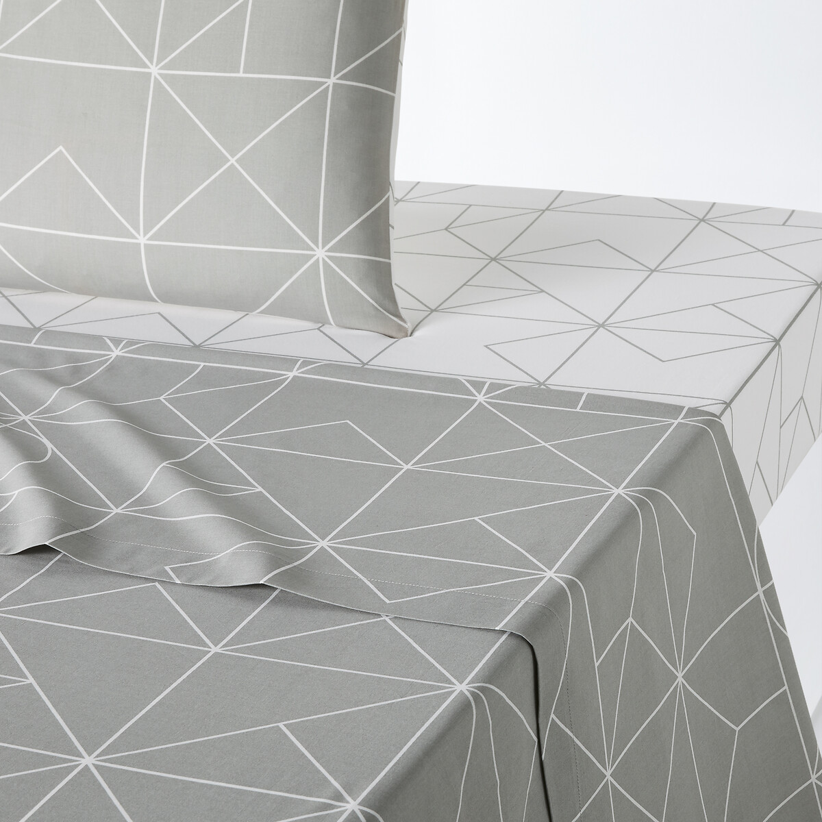 Drap plat pur coton, Vidmey gris, SO'HOME