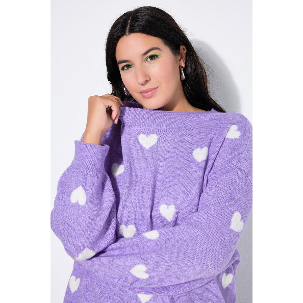 Pull oversize, avec cœurs violet, STUDIO UNTOLD