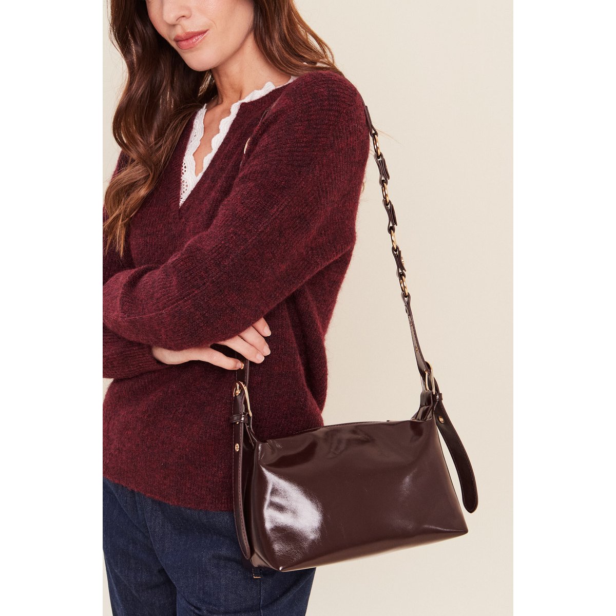 Sac bandoulière doublé prune, BREAL
