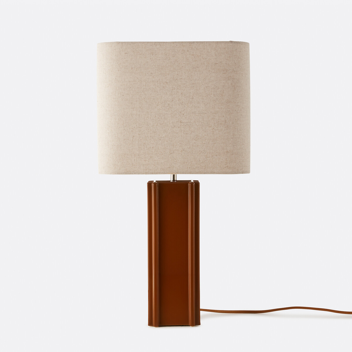 Lampe à poser en céramique et lin, BIMO brique, LA REDOUTE INTERIEURS