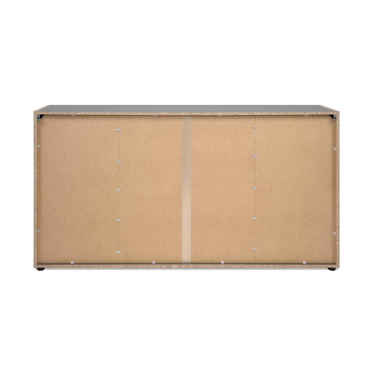 Buffet salle à manger gris foncé 4 portes 1 tiroir ALVA bois naturel, PIER IMPORT