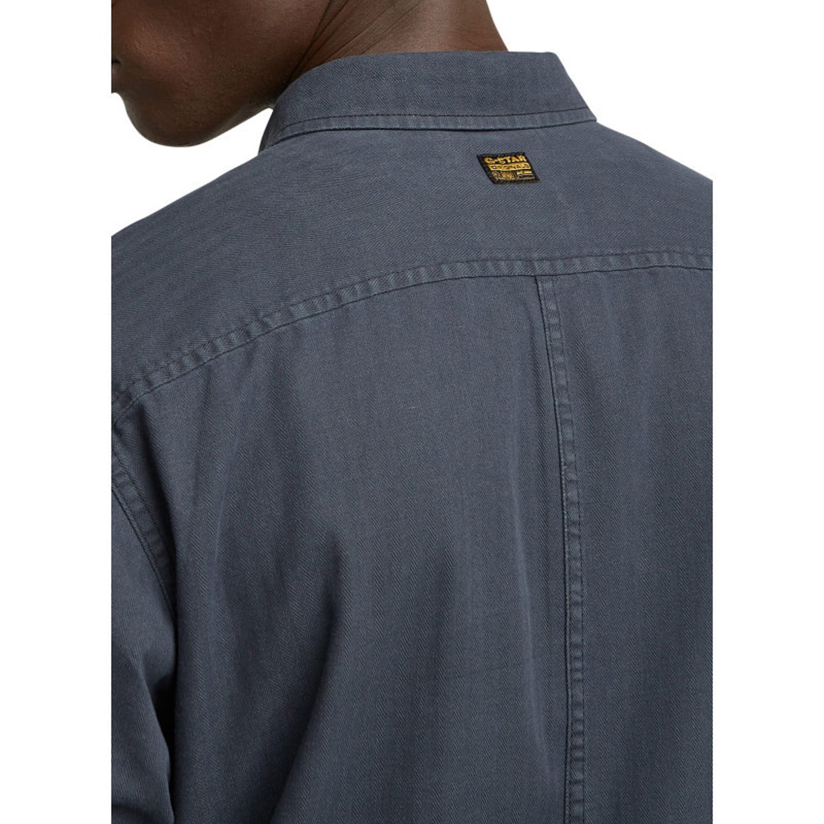 Chemise marine unie avec une col français et une coupe droite marine, G-Star RAW