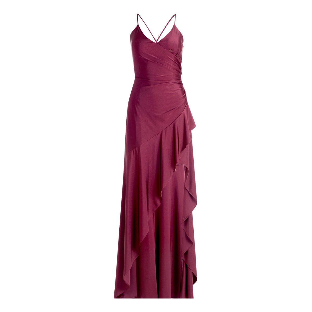 Robe de soirée à volant prune wine, VERA MONT