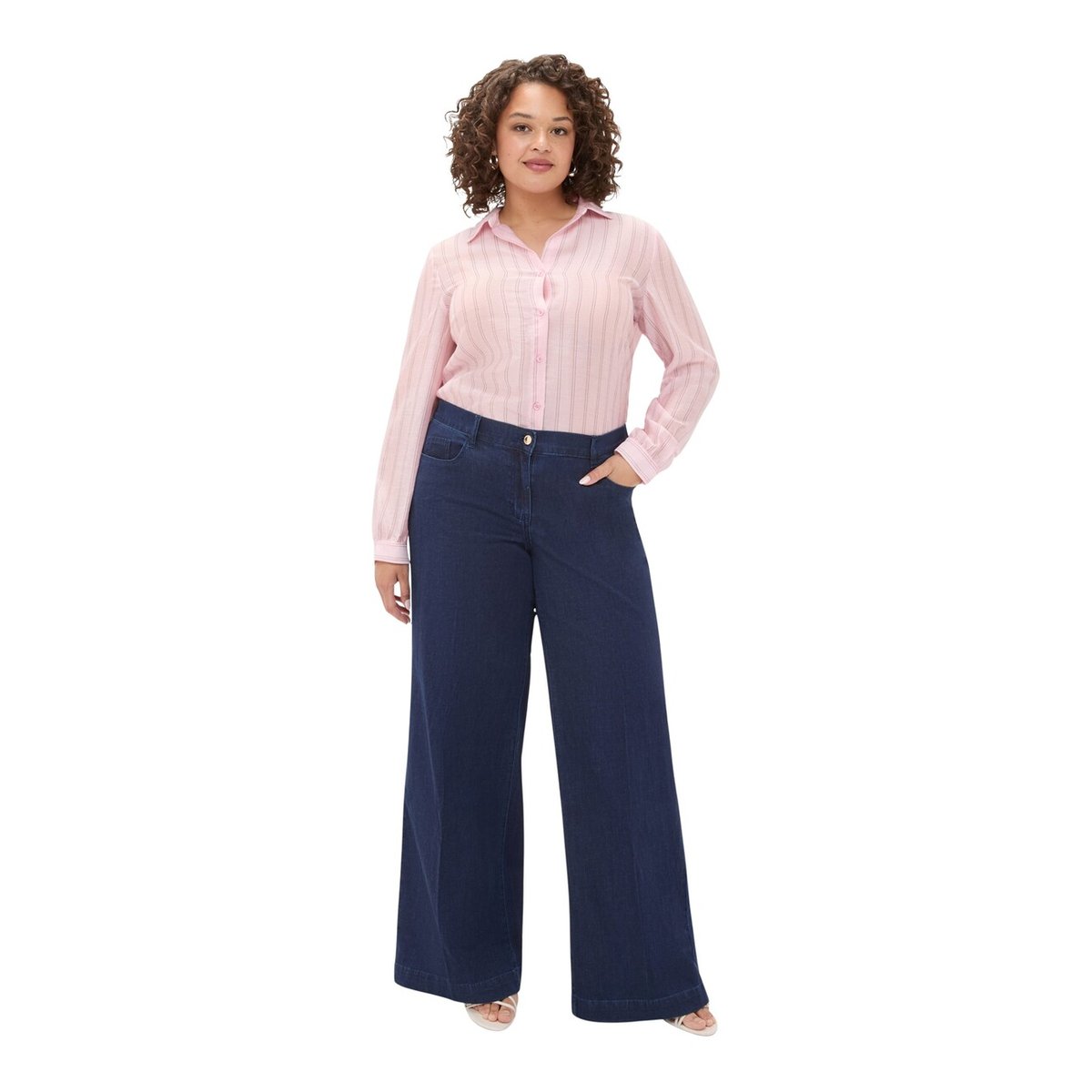 Jean Wide Leg délavage bleu marine bleu, FIORELLA RUBINO