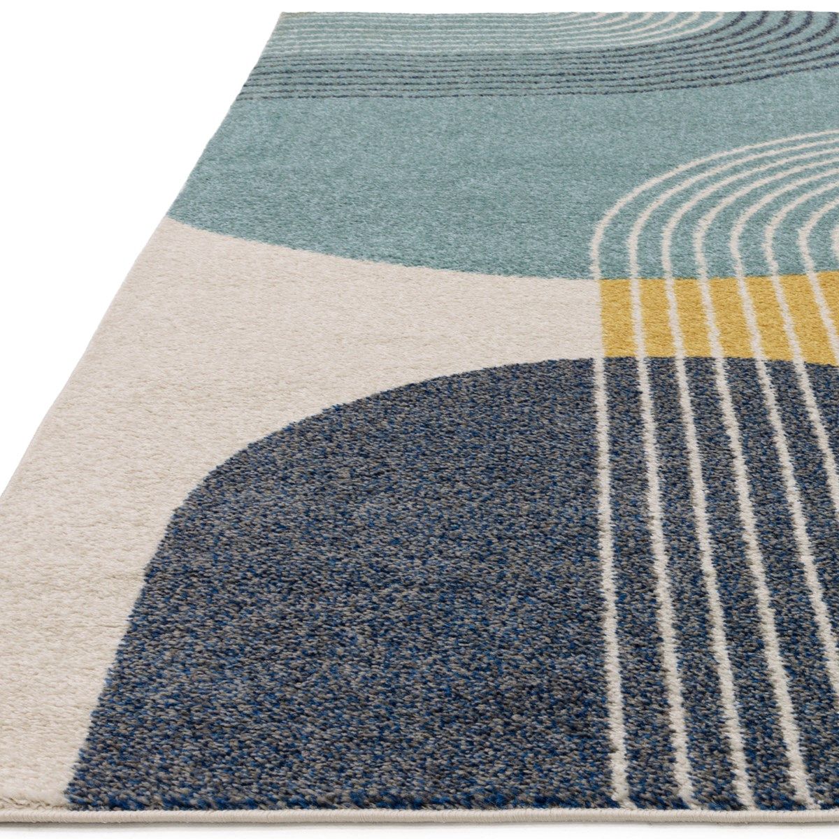 Tapis tissé plat moderne DISCO bleu turquoise, jaune, NOVATREND
