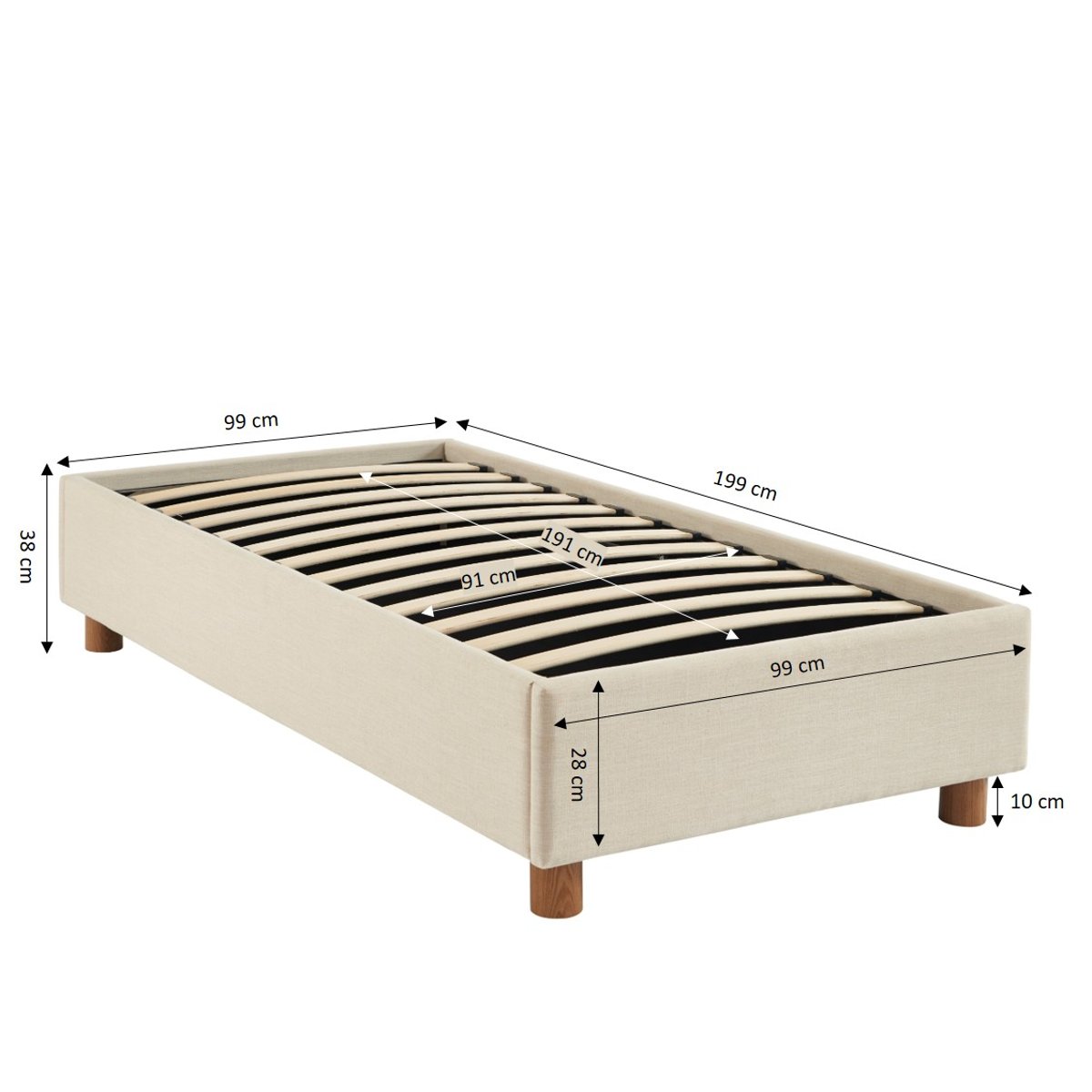 Lit coffre avec sommier relevable KORALL beige, SORELH