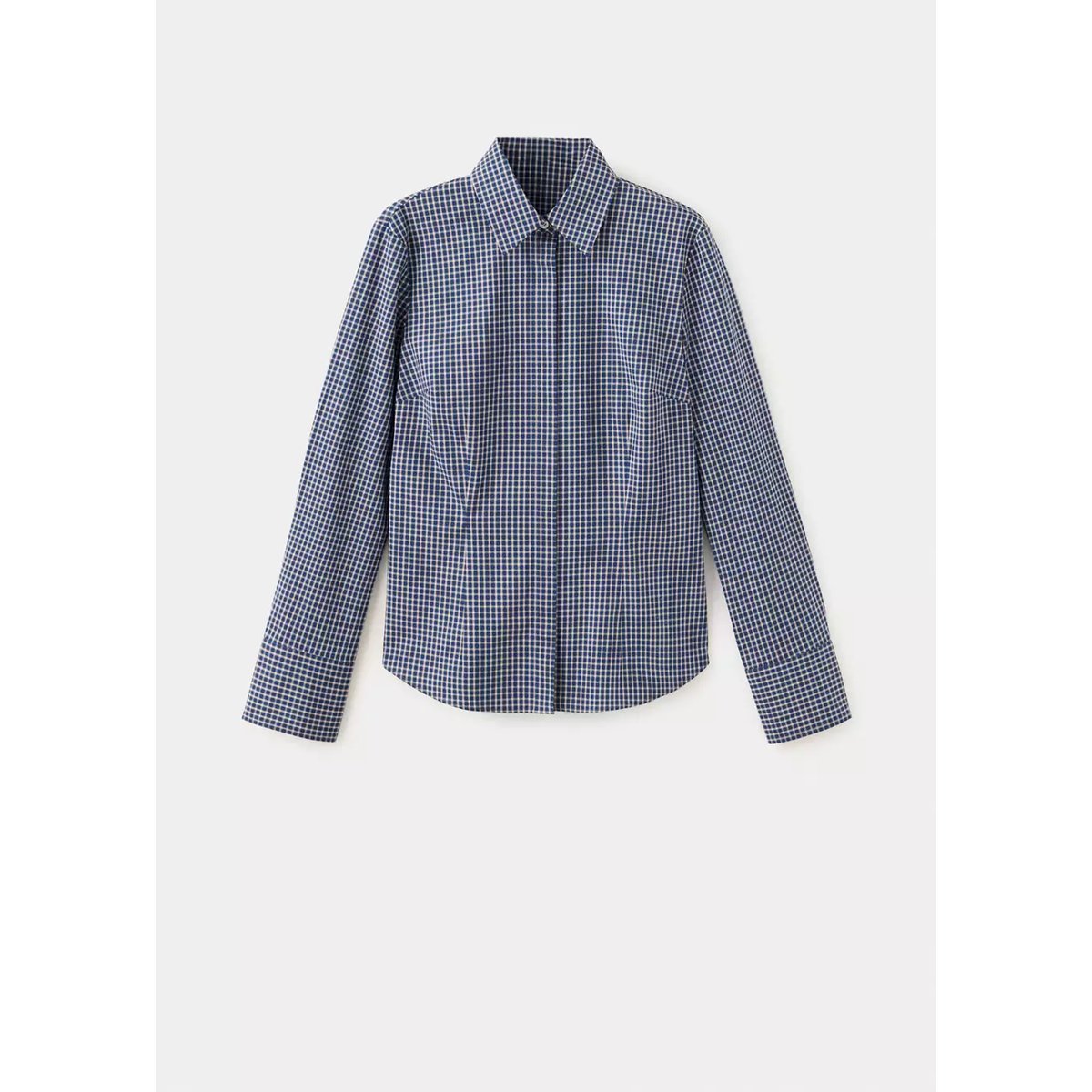 Chemise cintrée coton bleu marine, MANGO