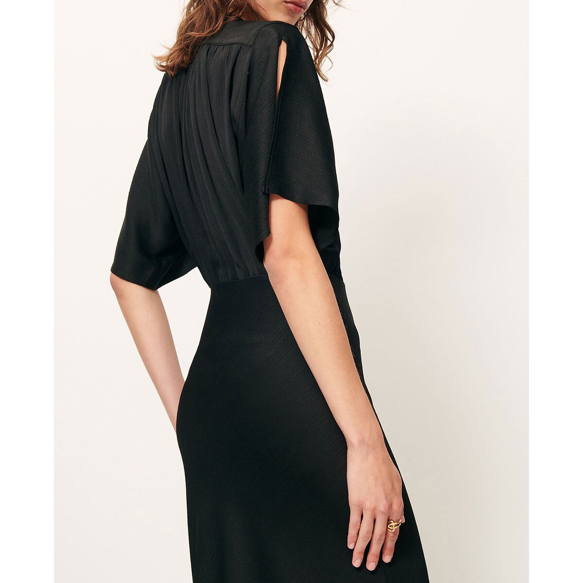 Ellita Long Dress with Short Sleeves black, SESSUN