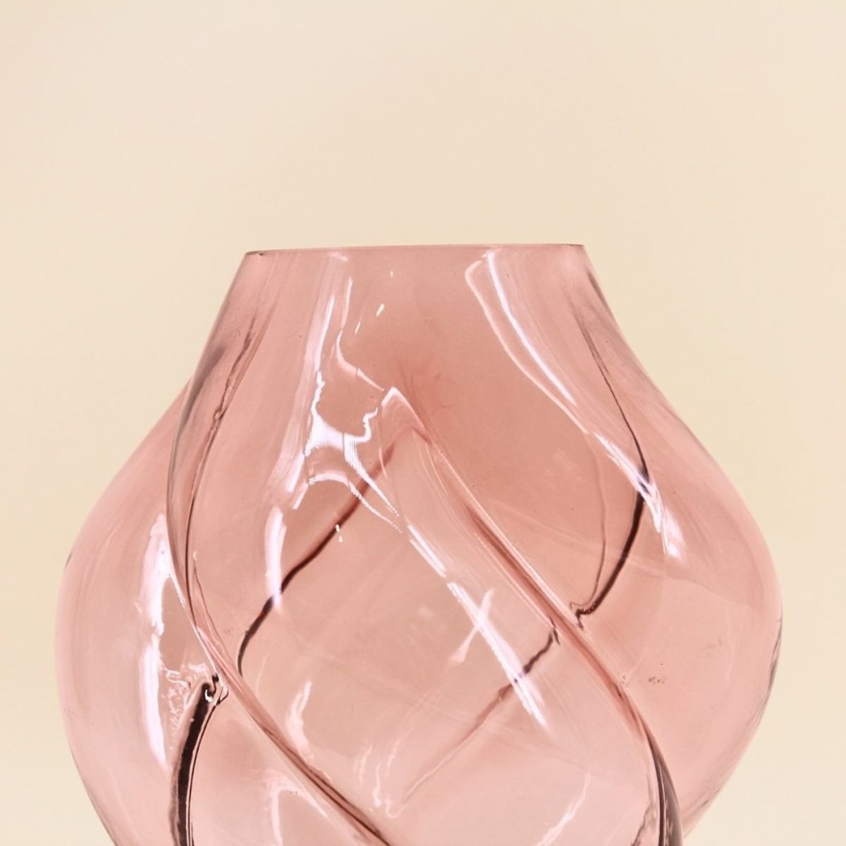 Vase en verre alvéolé, H20cm rose, ORNAMI
