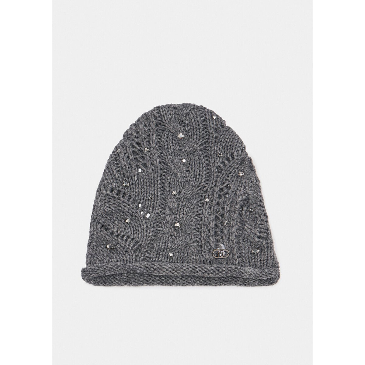 Bonnet en laine mélangée avec strass gris, LIU JO