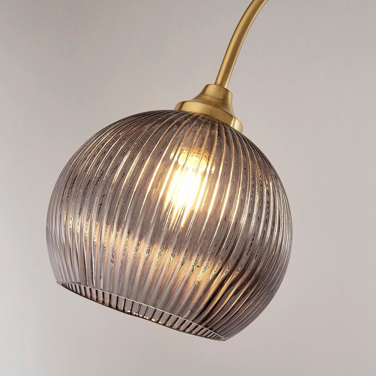 Folsom Ribbed Smoked Glass Floor Lamp in Grey brass, SO'HOME
