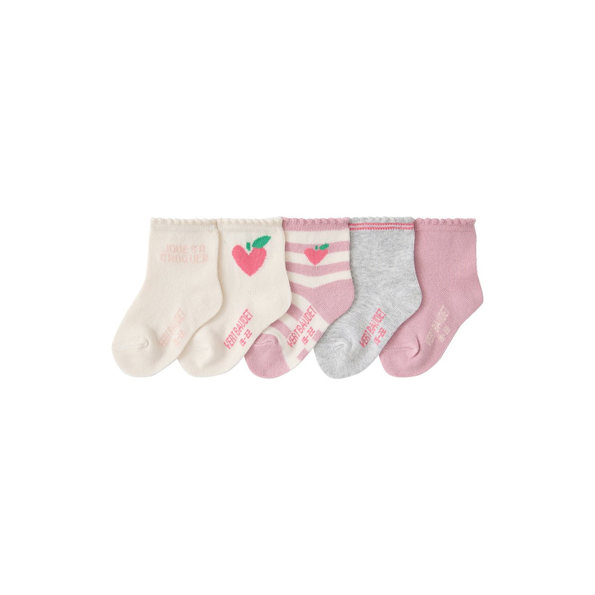Lot de 5 chaussettes vieux rose, VERTBAUDET