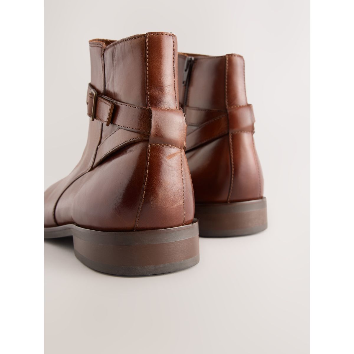 Bottes en cuir à boucle marron fauve, NEXT