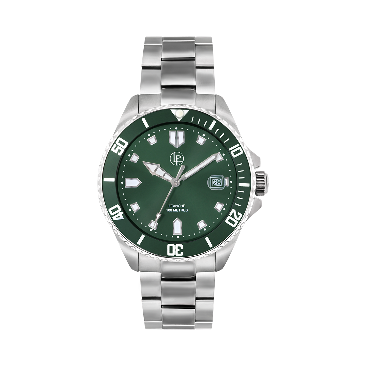 Montre Analogique ULYSSE argenté vert argenté, LOUIS PION