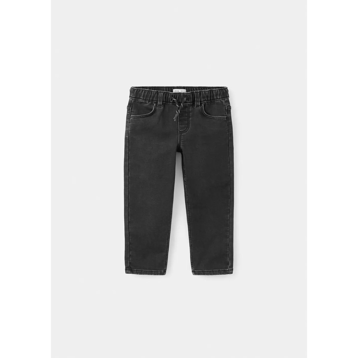 Jean droit taille élastique black denim, MANGO BABY
