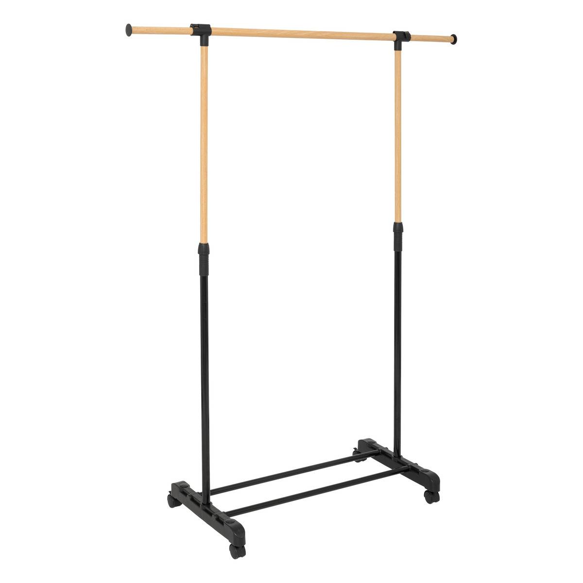 Portant à vêtements extensible effet bois WOODY noir, 5FIVE SIMPLY SMART