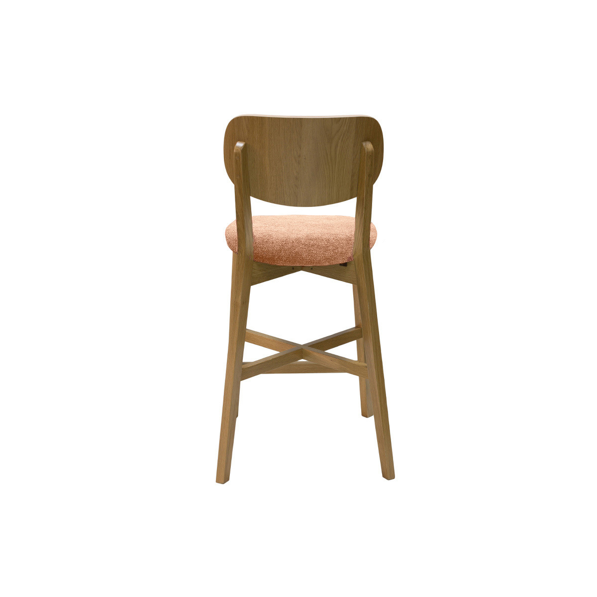 Tabouret de bar en bois clair chêne et tissu effet velours texturé vert kaki H65 cm LUCIA terra cotta, MILIBOO