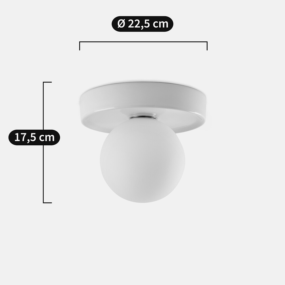 Candeeiro de teto ou de parede redondo, em cerâmica e vidro opalino, diâmetro 22,5 cm, HOLI cru, LA REDOUTE INTERIEURS