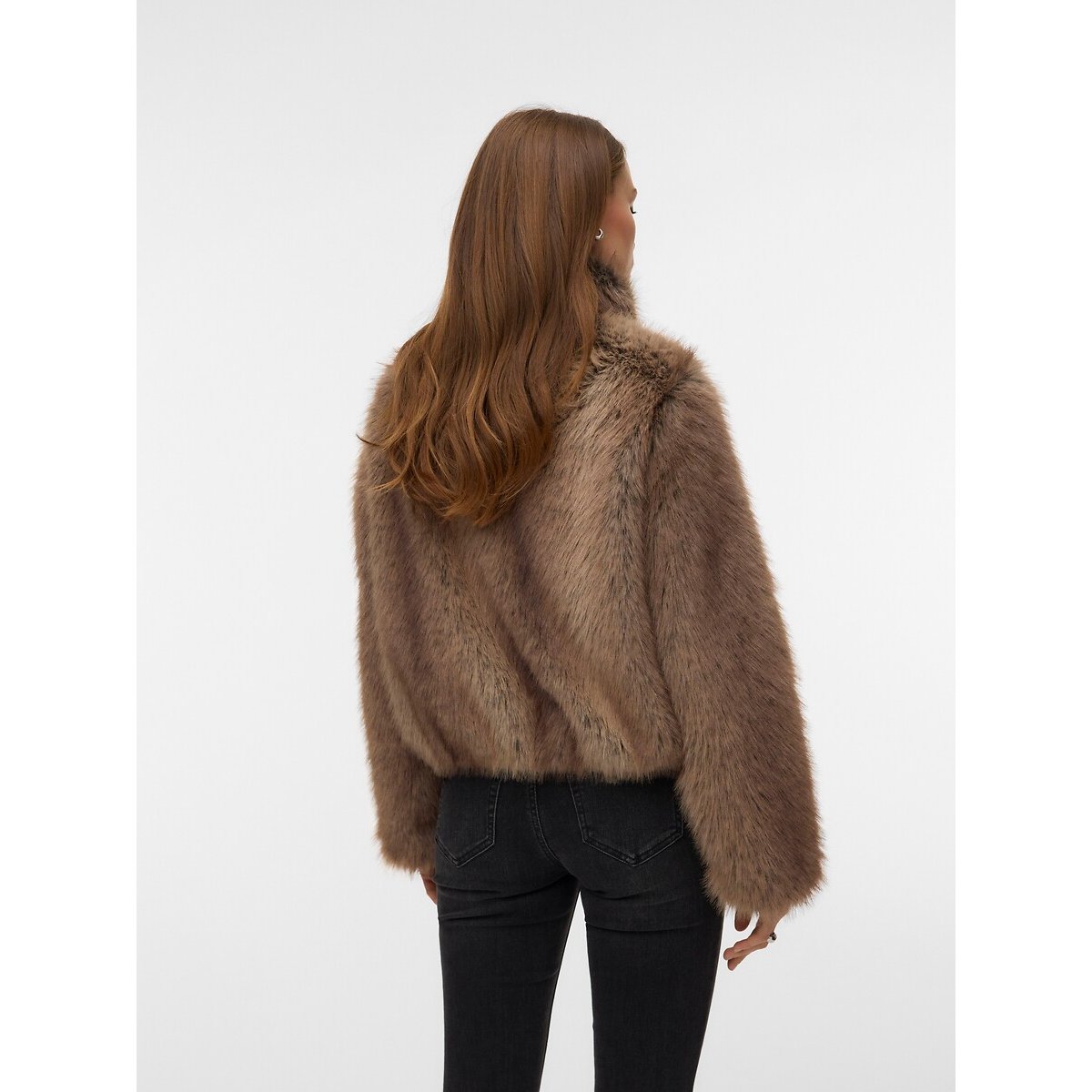 Manteau court en fourrure d'imitation beige, VERO MODA